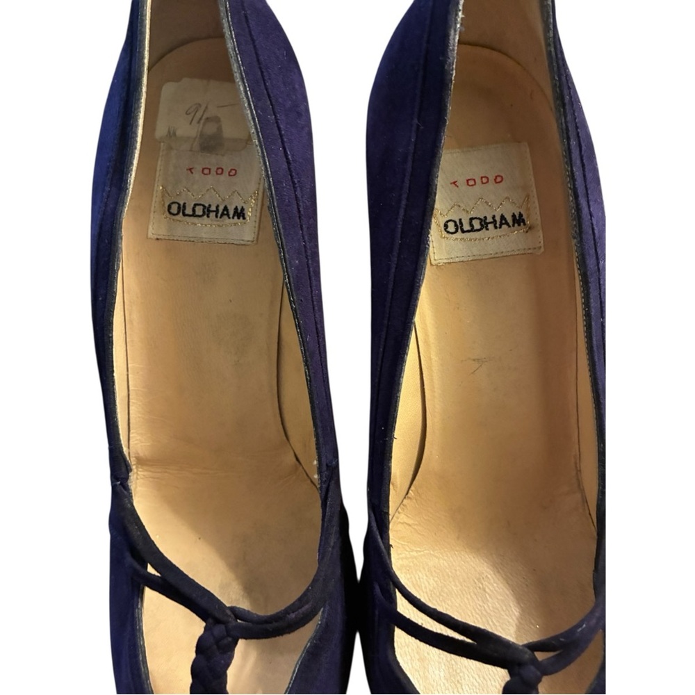 Todd Oldham Vintage Deep Purple Strappy Heels Size 38.5 US 8 - Picture 5 of 7